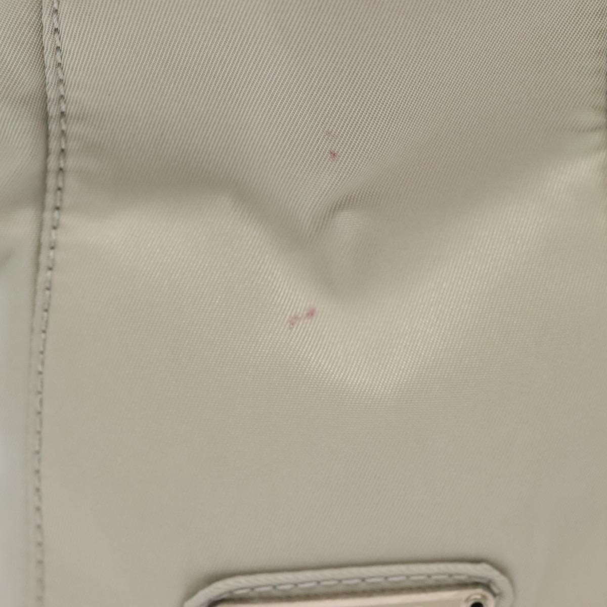 PRADA Shoulder Bag Nylon Ivory Silver Auth 140192