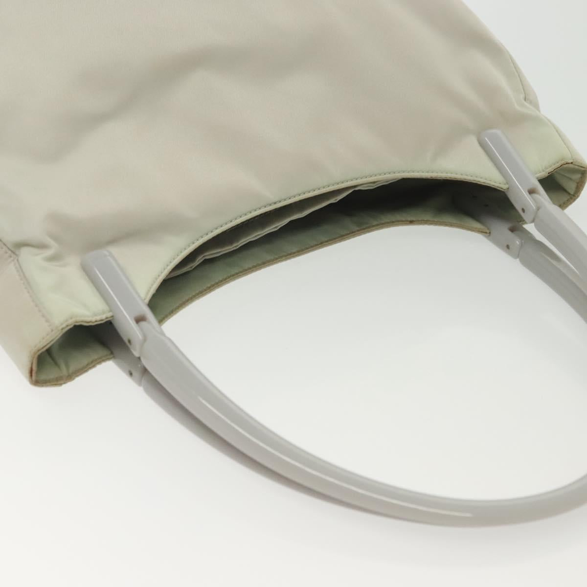 PRADA Shoulder Bag Nylon Ivory Silver Auth 140192
