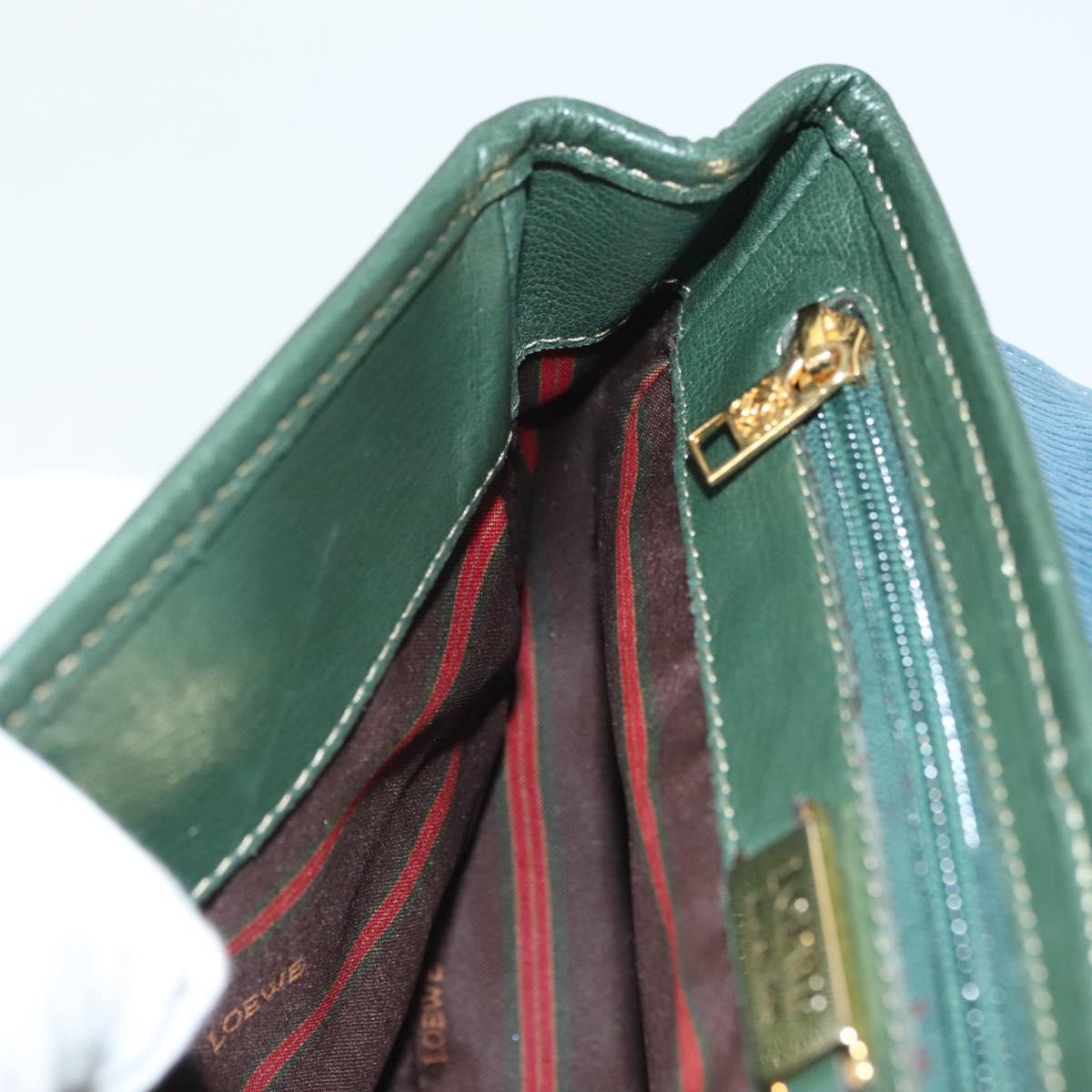 LOEWE Velazquez Hand Bag Leather Green Gold Auth 140193