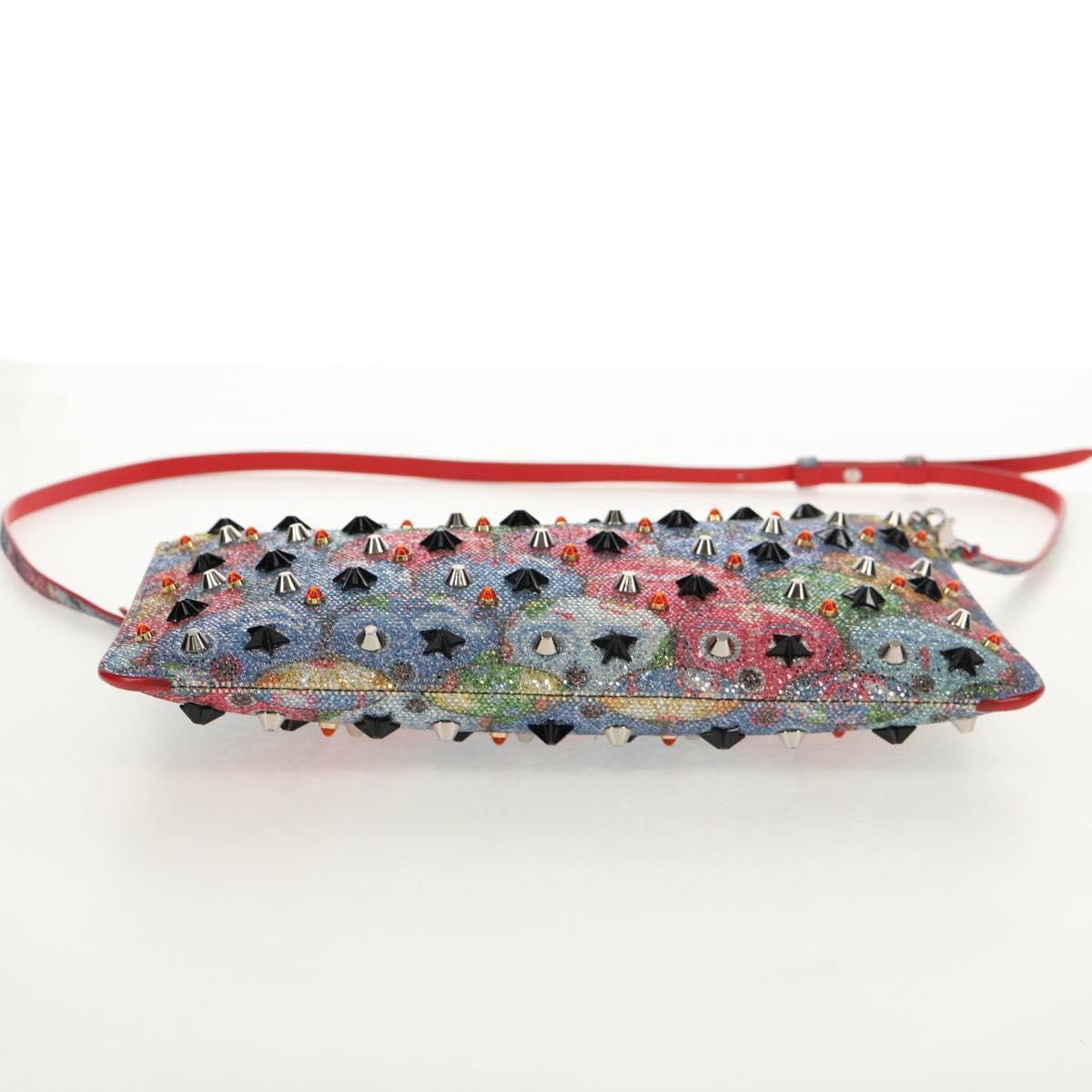 Christian Louboutin Shoulder Bag Sequin Red Silver Auth 140194V