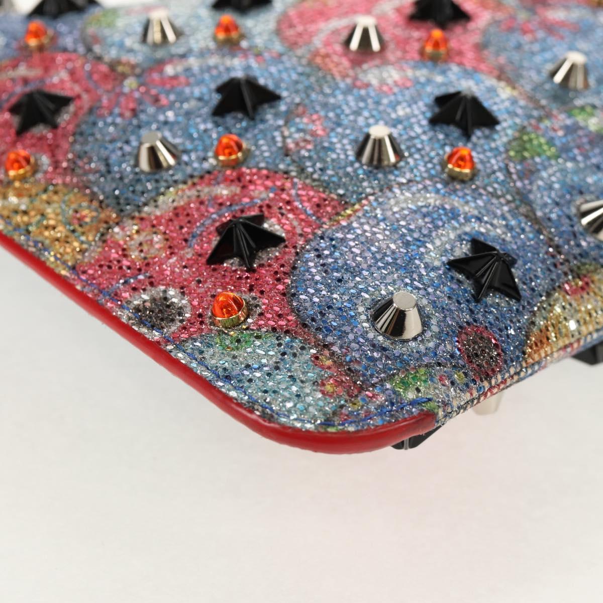 Christian Louboutin Shoulder Bag Sequin Red Silver Auth 140194V