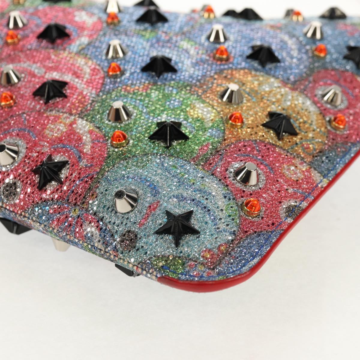 Christian Louboutin Shoulder Bag Sequin Red Silver Auth 140194V