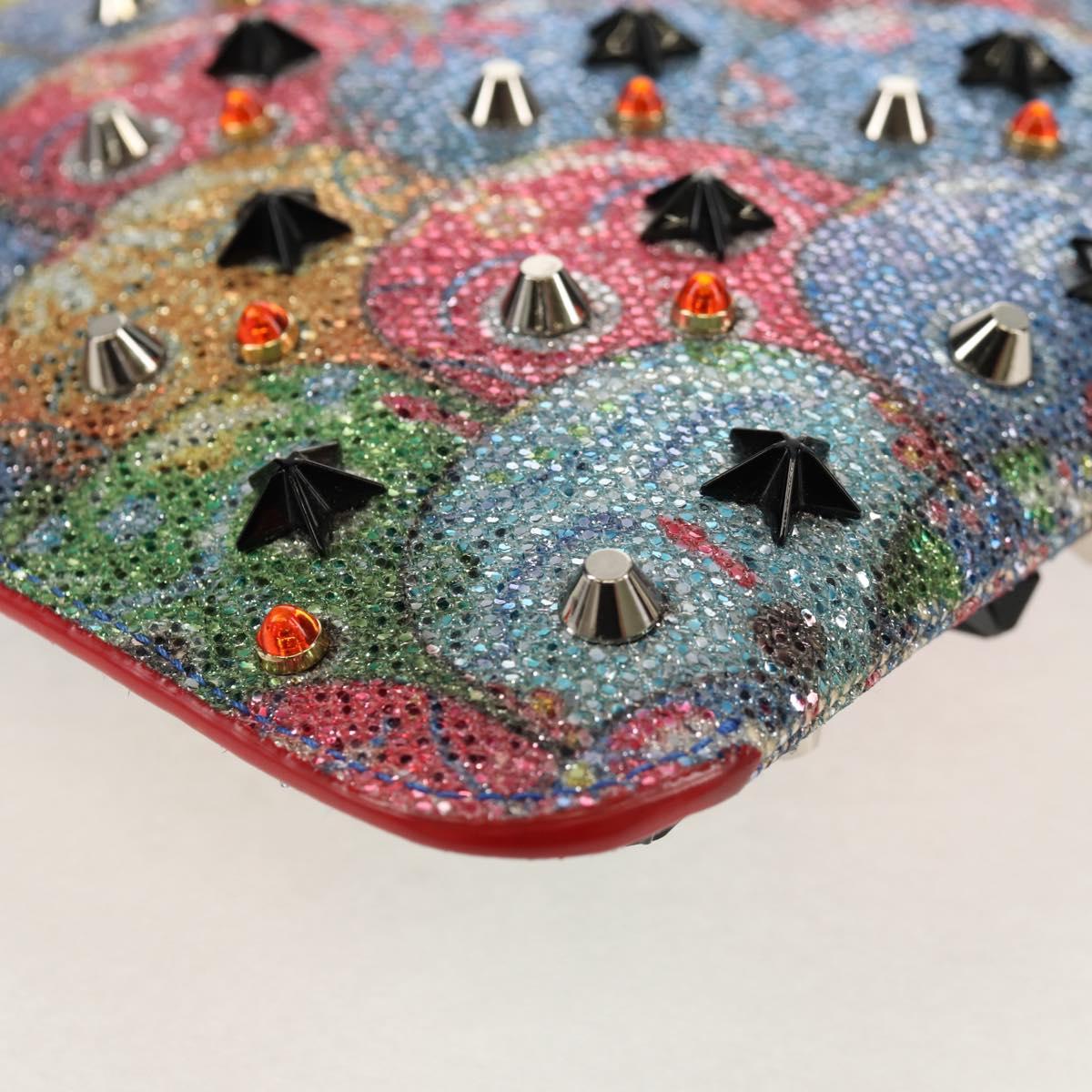 Christian Louboutin Shoulder Bag Sequin Red Silver Auth 140194V