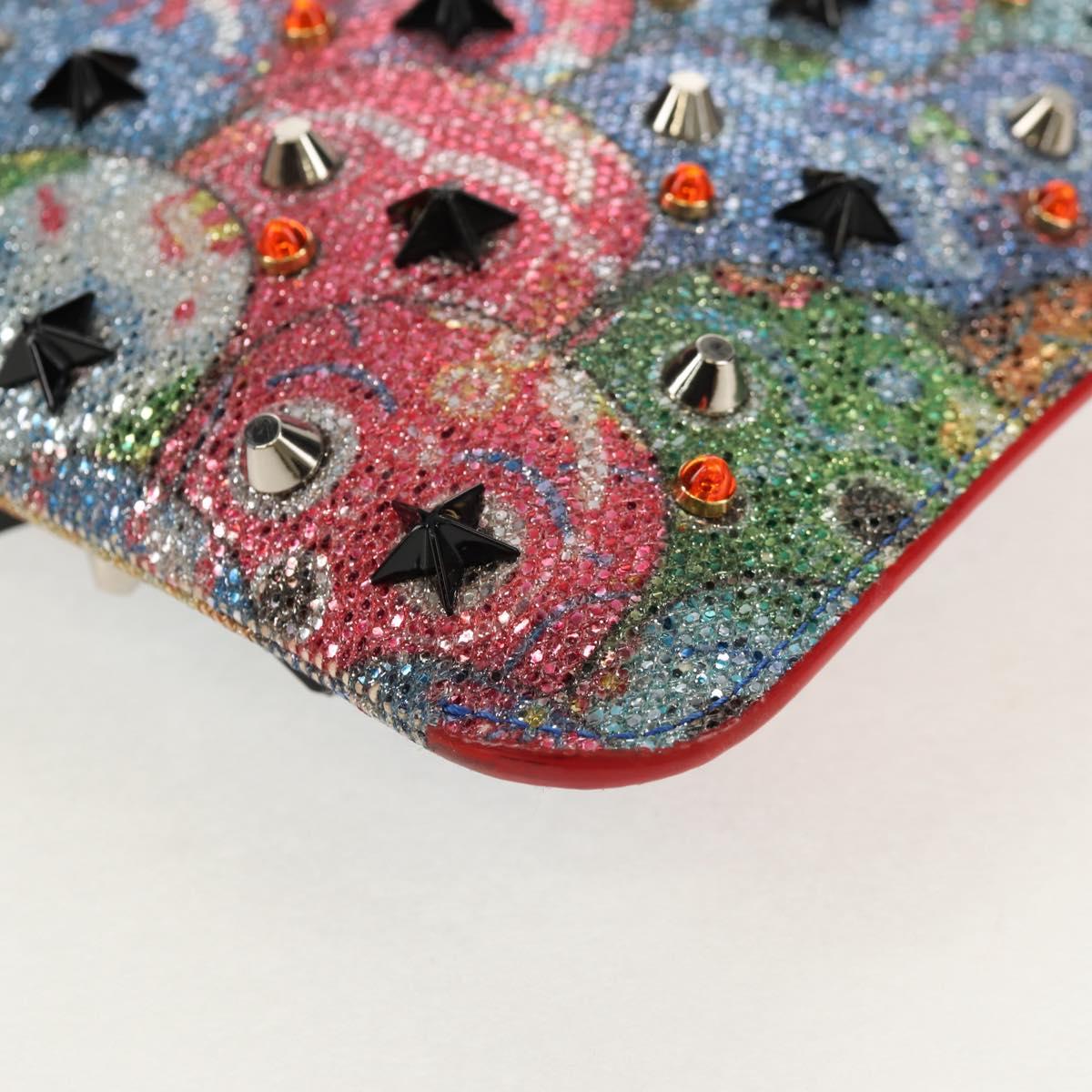 Christian Louboutin Shoulder Bag Sequin Red Silver Auth 140194V