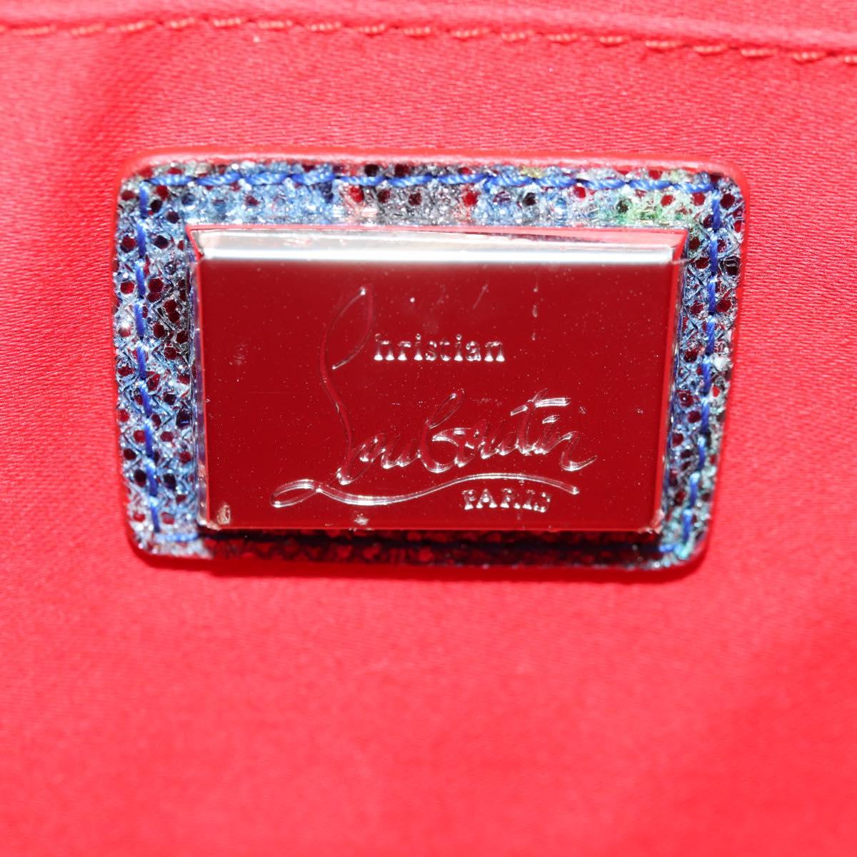 Christian Louboutin Shoulder Bag Sequin Red Silver Auth 140194V