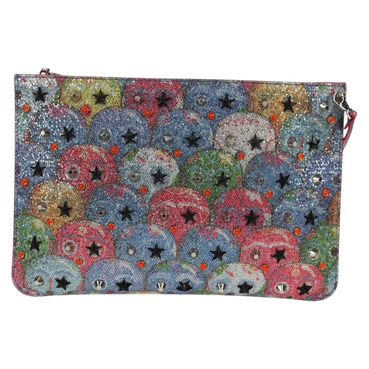 Christian Louboutin Shoulder Bag Sequin Red Silver Auth 140194V