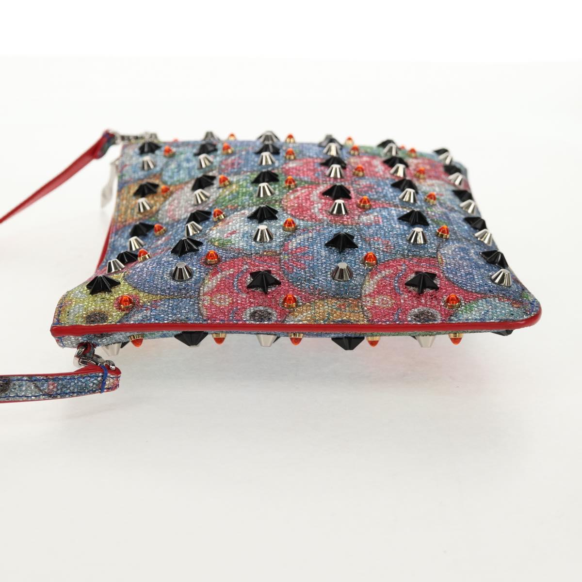 Christian Louboutin Shoulder Bag Sequin Red Silver Auth 140194V