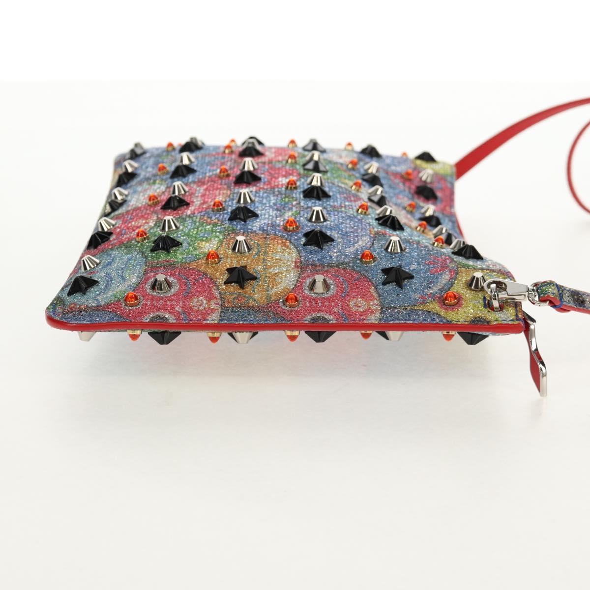 Christian Louboutin Shoulder Bag Sequin Red Silver Auth 140194V