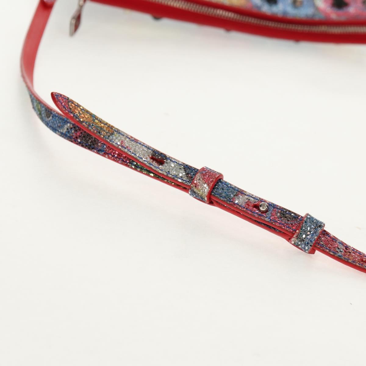 Christian Louboutin Shoulder Bag Sequin Red Silver Auth 140194V