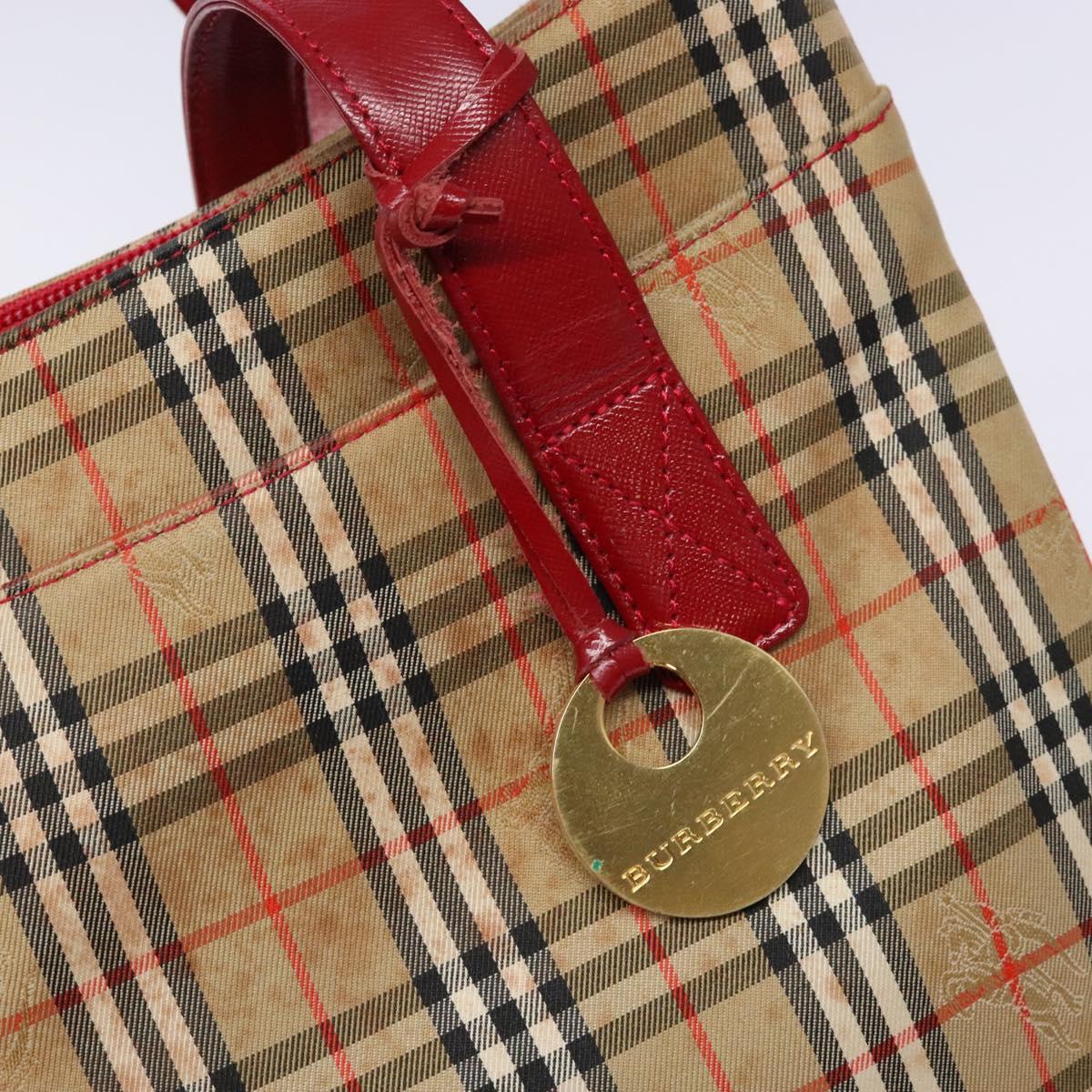 BURBERRY Nova Check Tote Bag Canvas Beige Gold Auth 140196