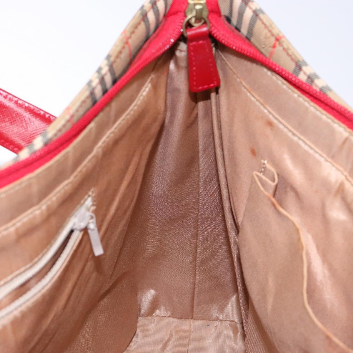 BURBERRY Nova Check Tote Bag Canvas Beige Gold Auth 140196