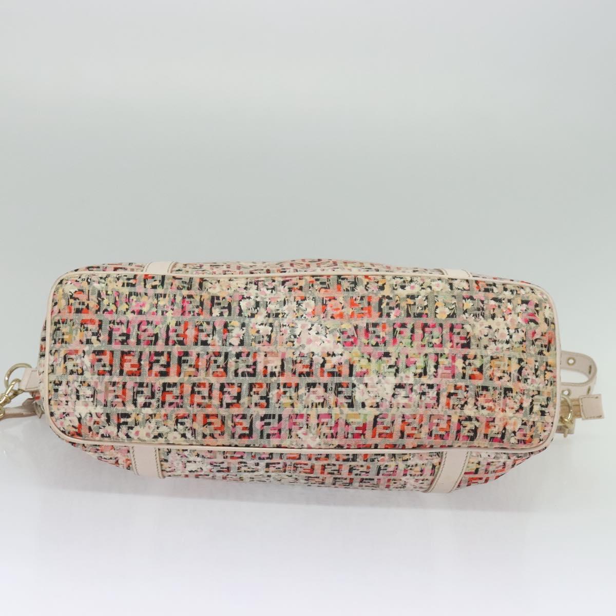 FENDI Zucchino Canvas Tote Bag 2way Multicolor Gold Auth 140197