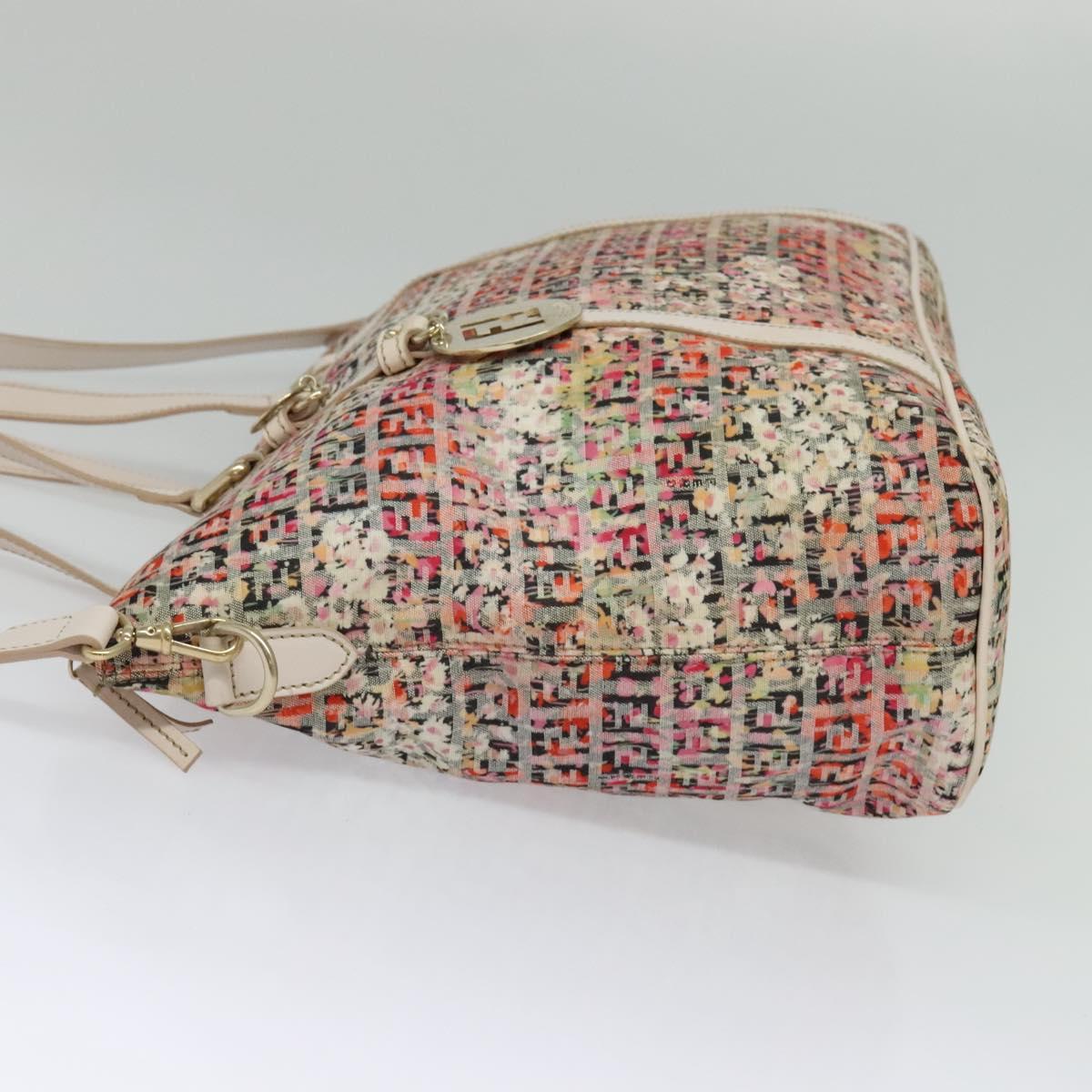 FENDI Zucchino Canvas Tote Bag 2way Multicolor Gold Auth 140197