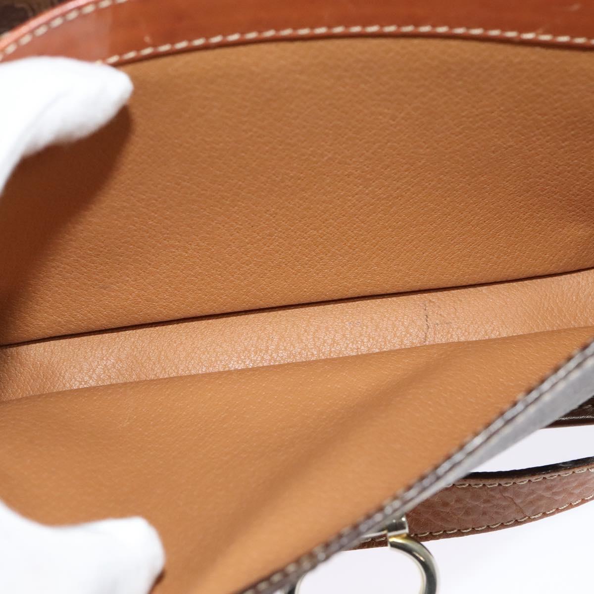 CELINE Macadam Canvas Shoulder Bag PVC Leather Brown Gold Auth 140198