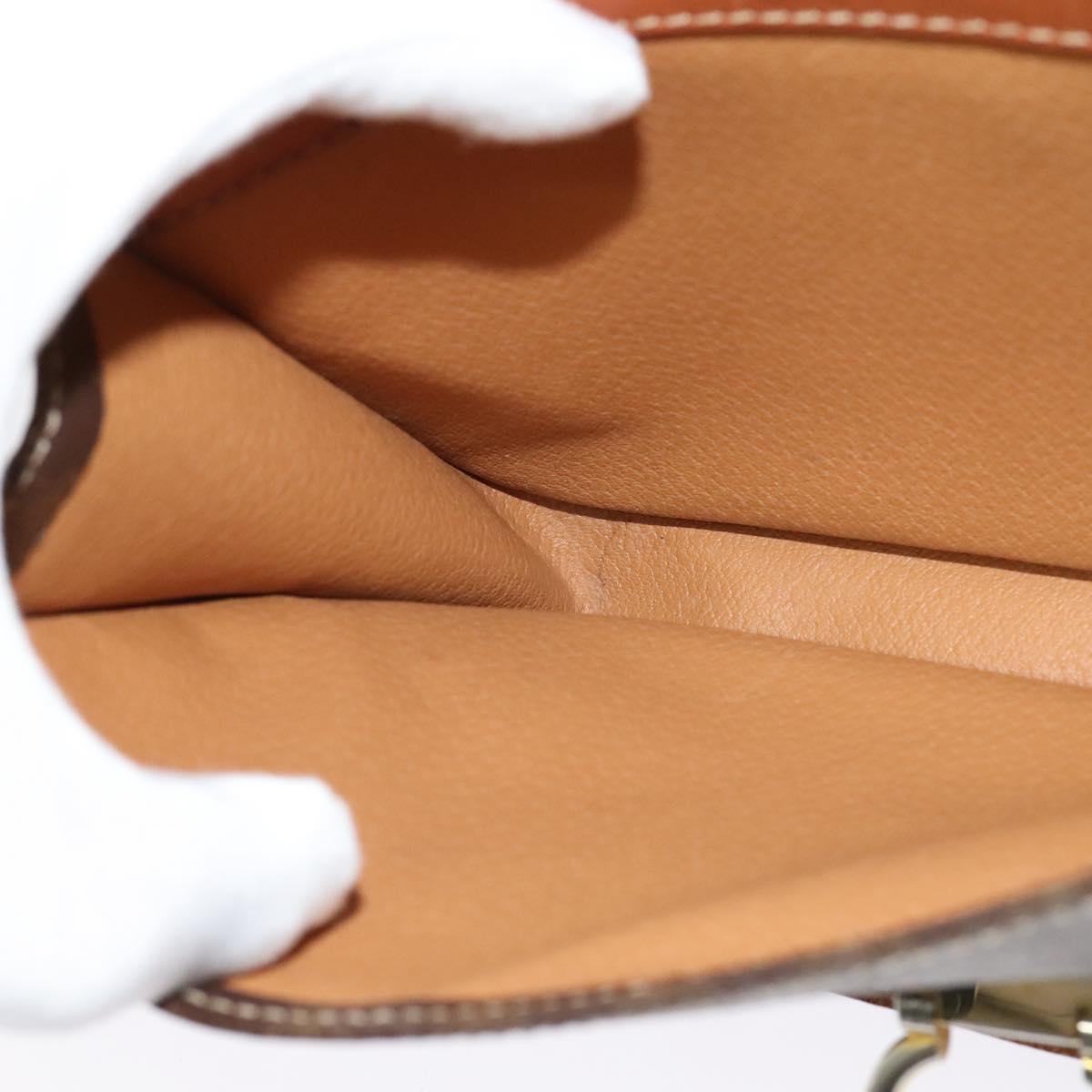 CELINE Macadam Canvas Shoulder Bag PVC Leather Brown Gold Auth 140198