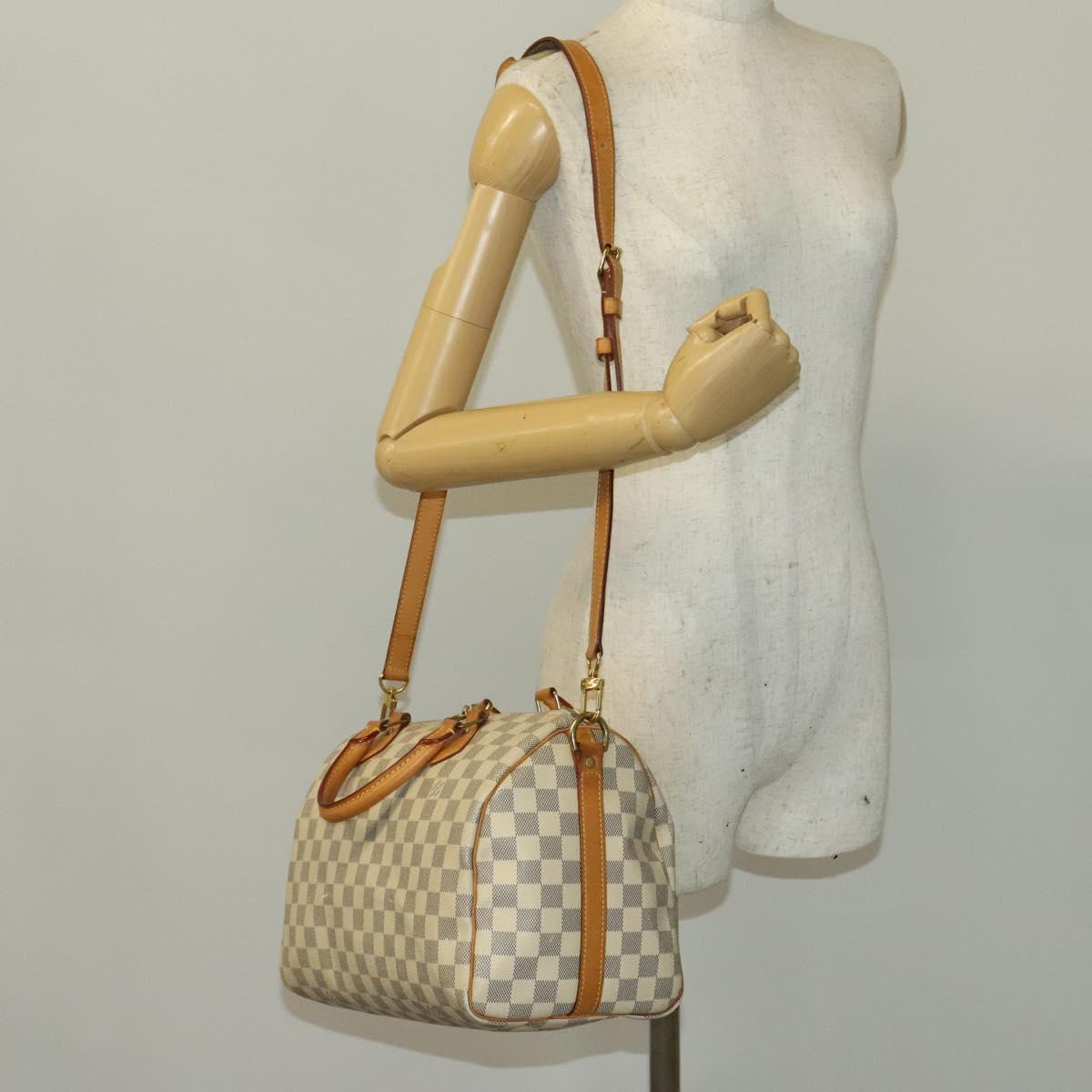 LOUIS VUITTON Damier Azur Speedy Bandouliere 30 Bag 2way N41052 LV Auth 140202