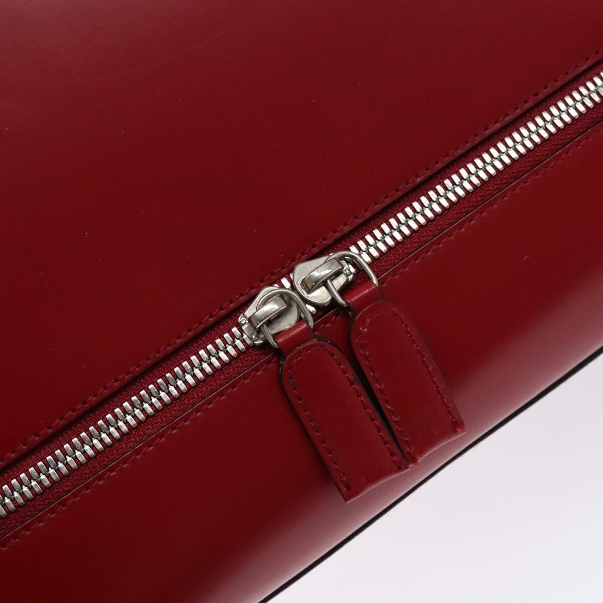 Salvatore Ferragamo Gancini Hand Bag Leather Red Silver Auth 140213