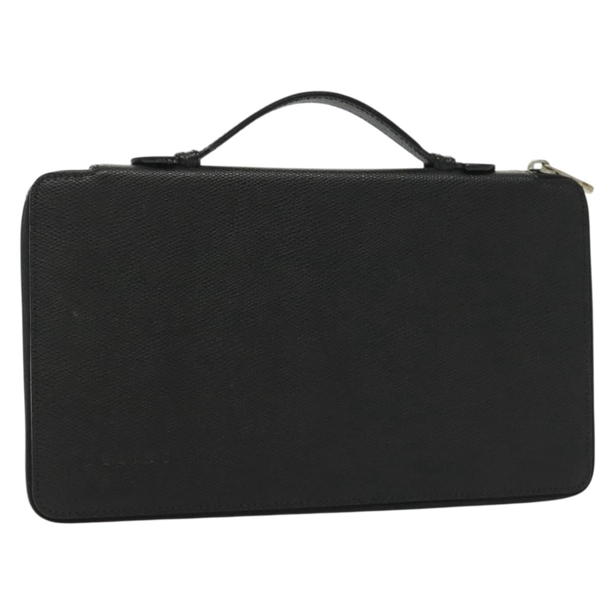 CELINE Travel Case Leather Black Silver Auth 140218