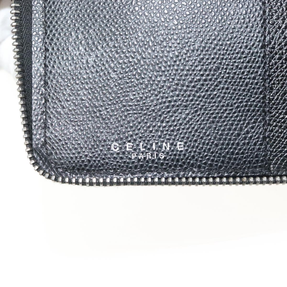 CELINE Travel Case Leather Black Silver Auth 140218
