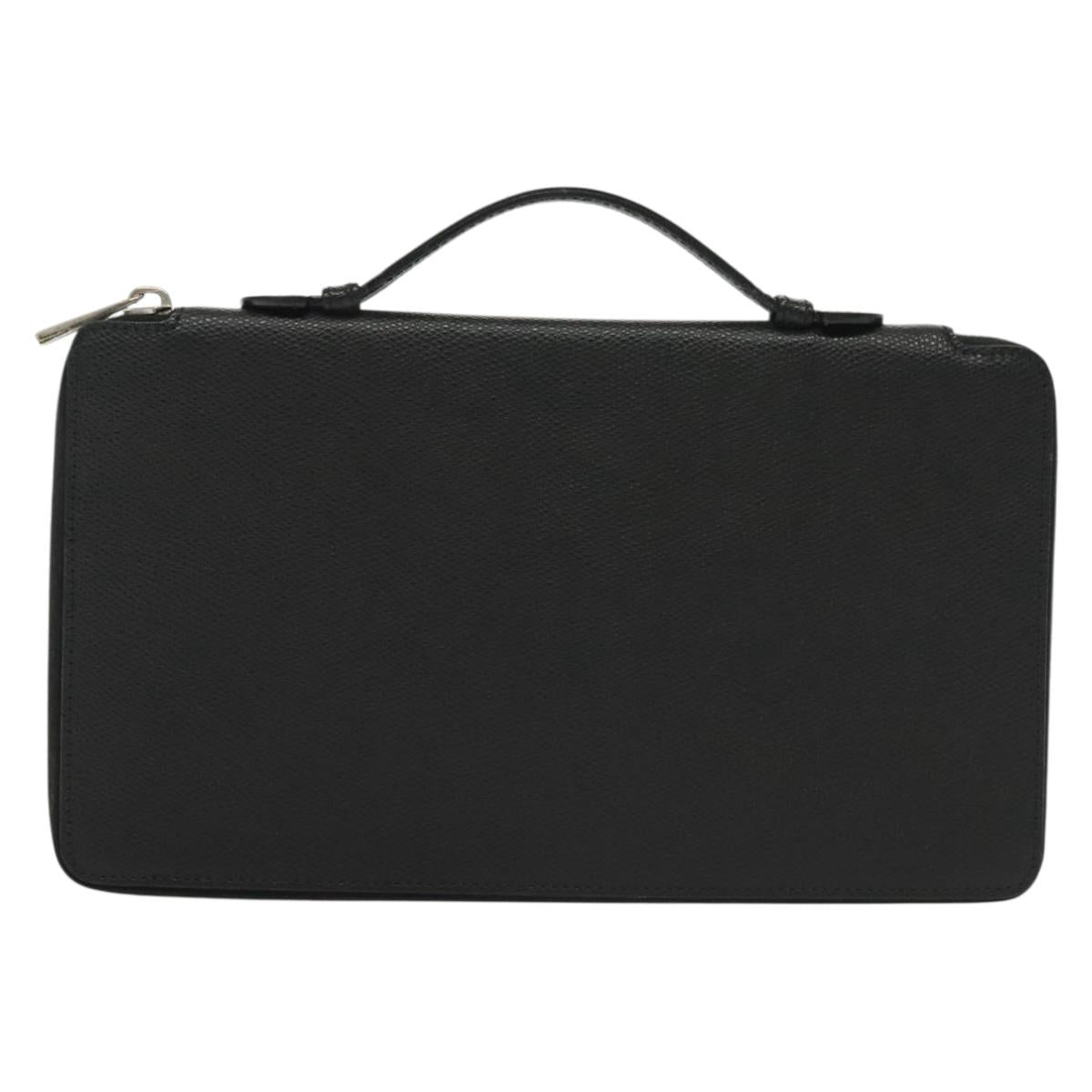 CELINE Travel Case Leather Black Silver Auth 140218