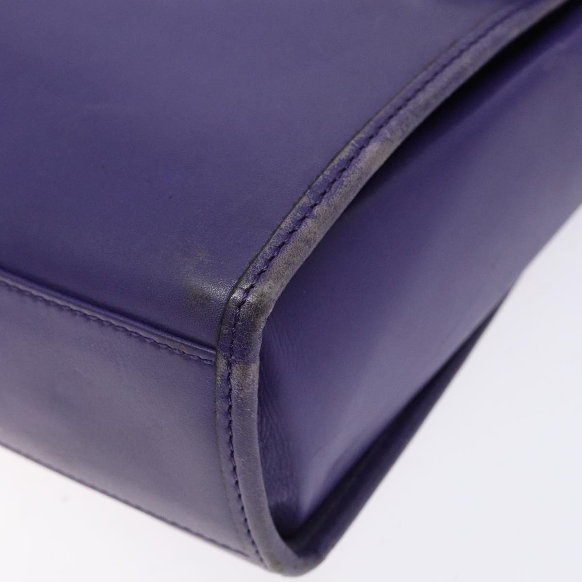 CELINE Hand Bag Leather 2way Purple Gold Auth 140223