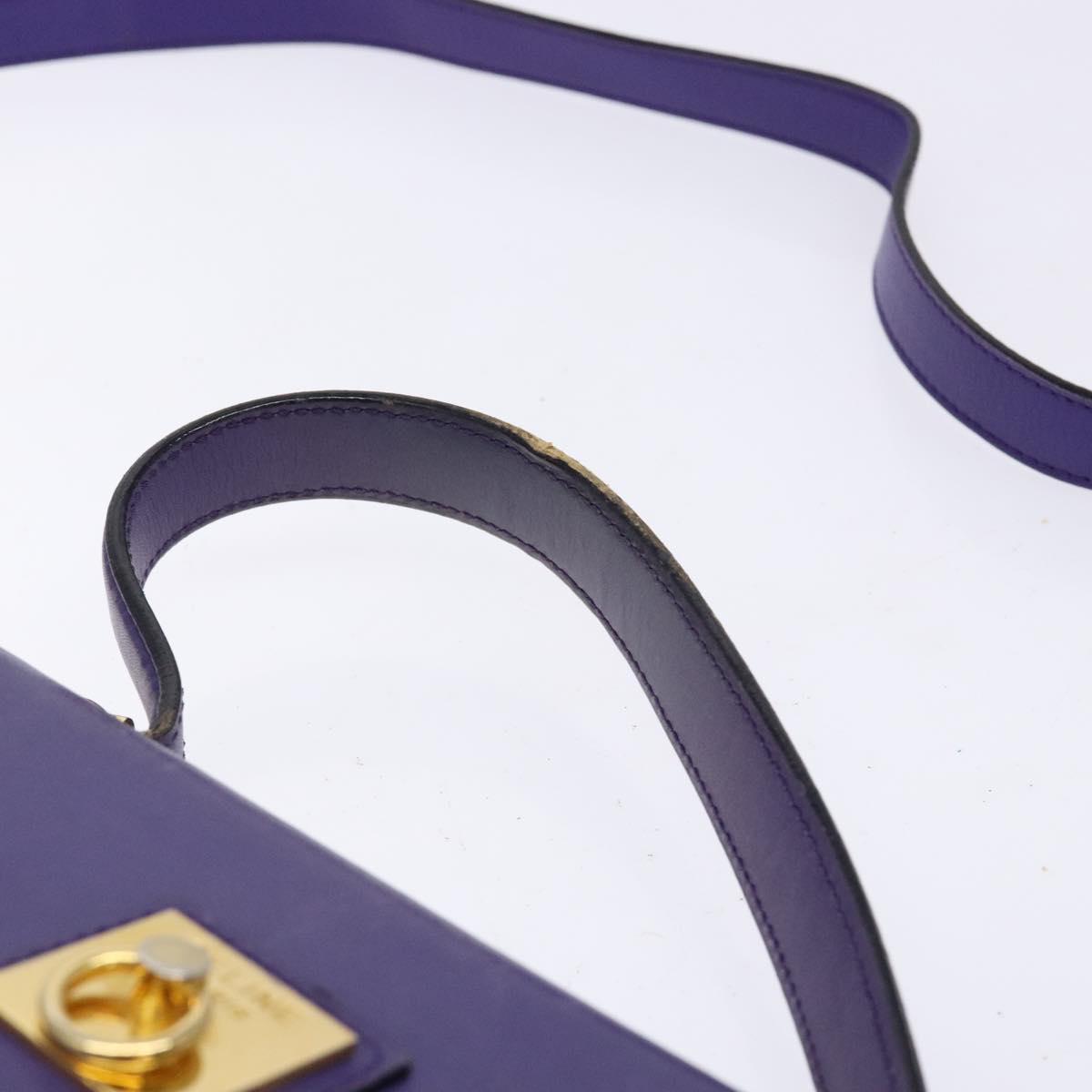 CELINE Hand Bag Leather 2way Purple Gold Auth 140223