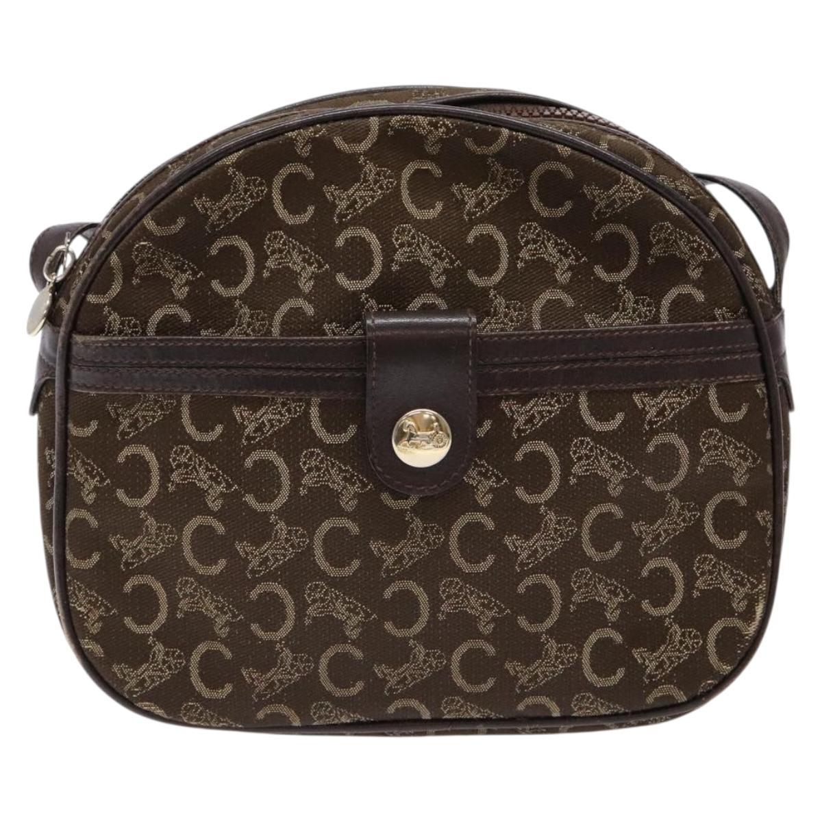 CELINE C Sulky Shoulder Bag Canvas Brown Auth 140225