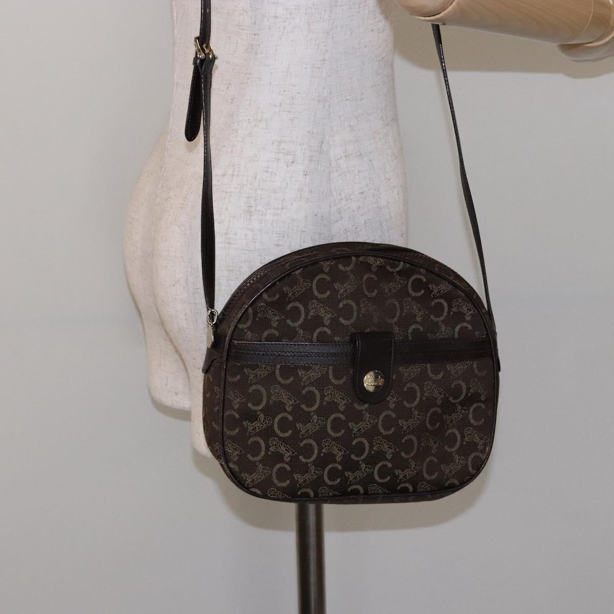 CELINE C Sulky Shoulder Bag Canvas Brown Auth 140225