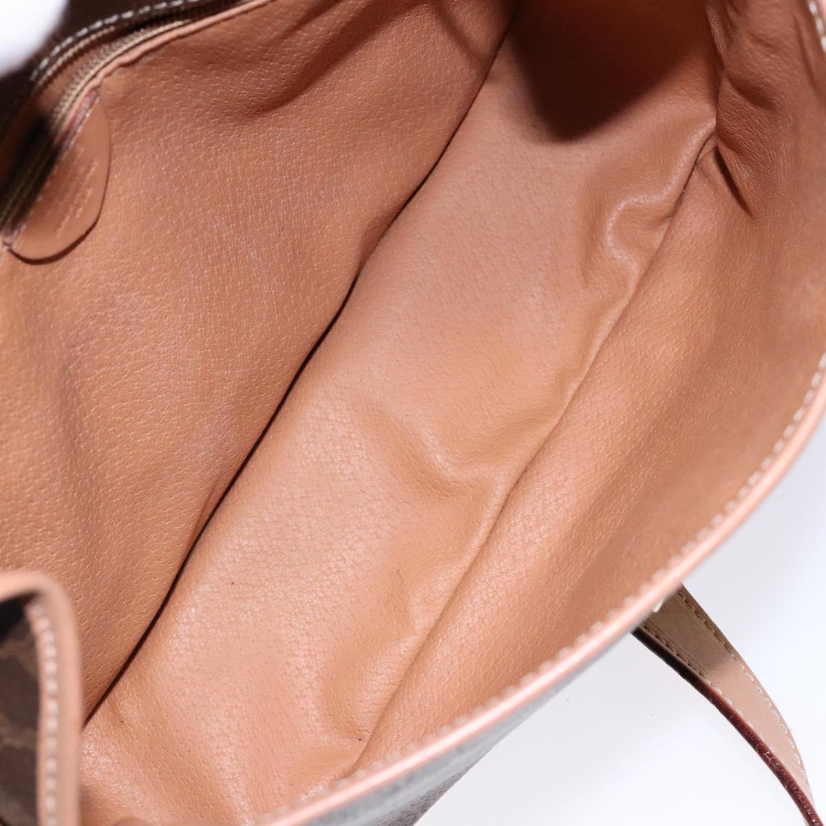 CELINE Macadam Canvas Circle Shoulder Bag PVC Leather Brown Gold Auth 140226