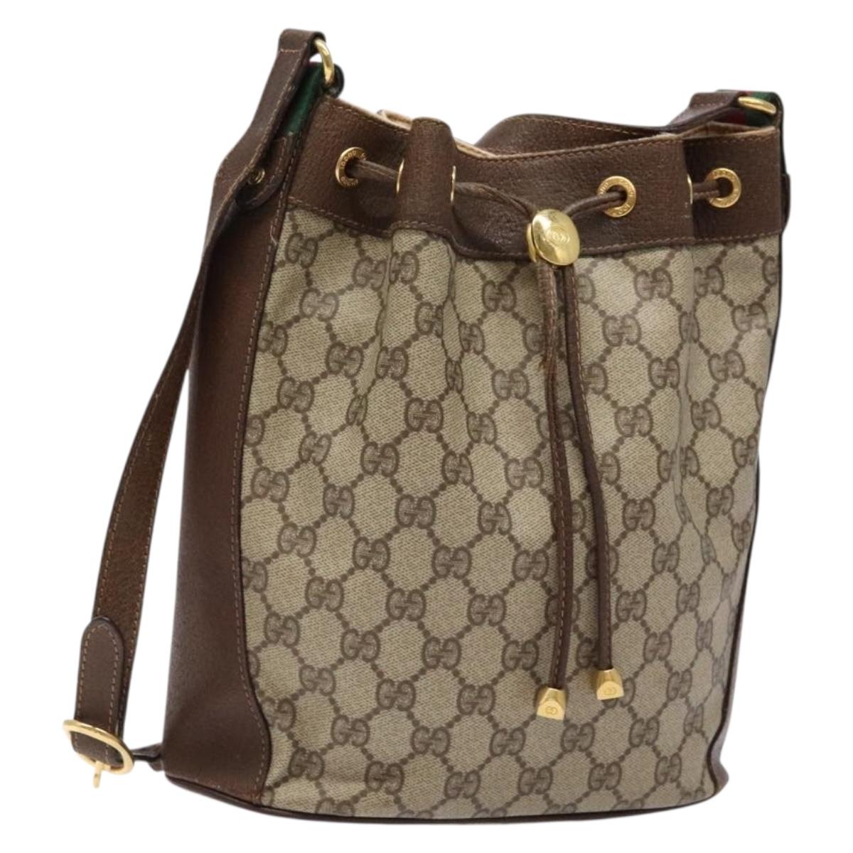 GUCCI GG Supreme Web Sherry Line Shoulder Bag PVC Beige 164 02 034 Auth 140232