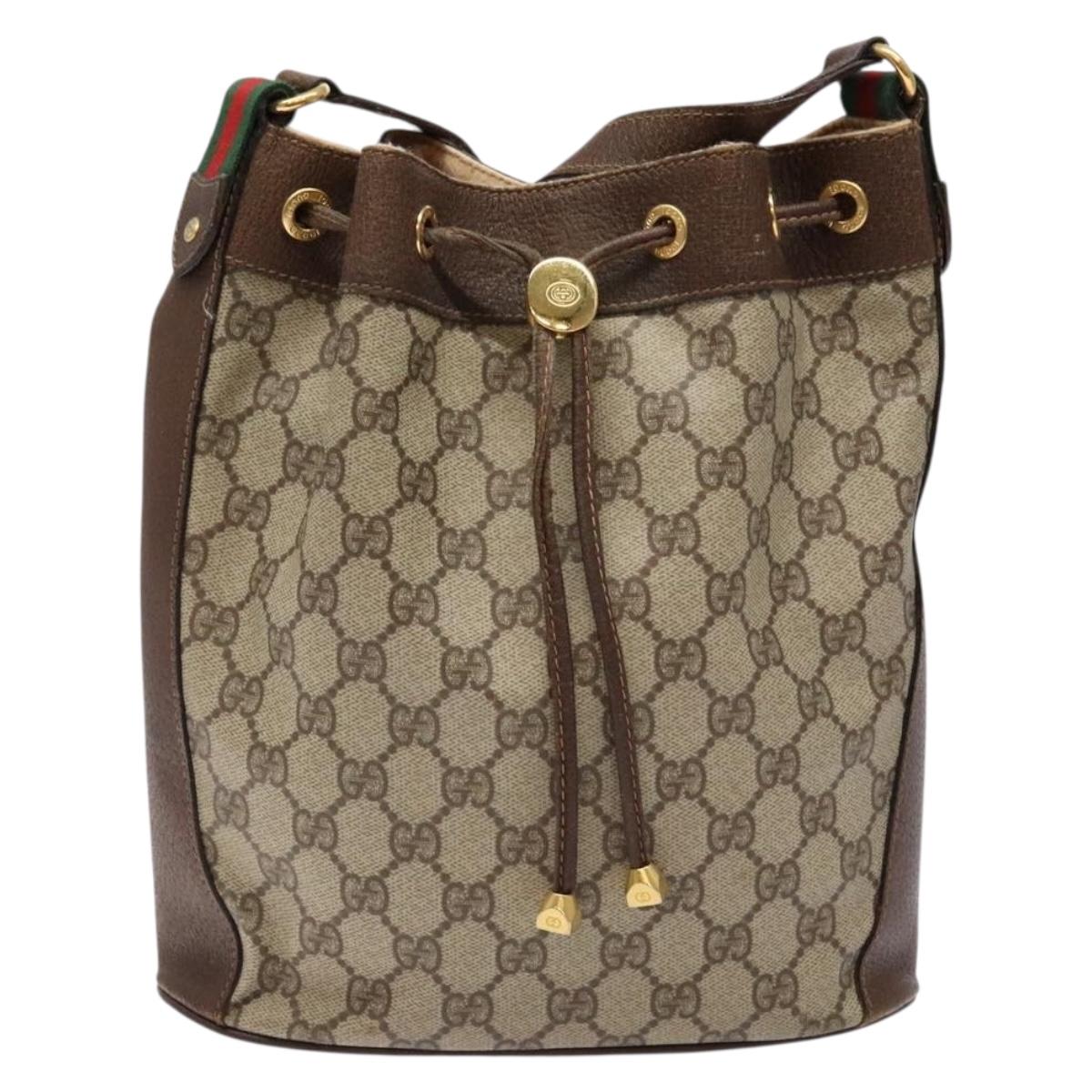 GUCCI GG Supreme Web Sherry Line Shoulder Bag PVC Beige 164 02 034 Auth 140232