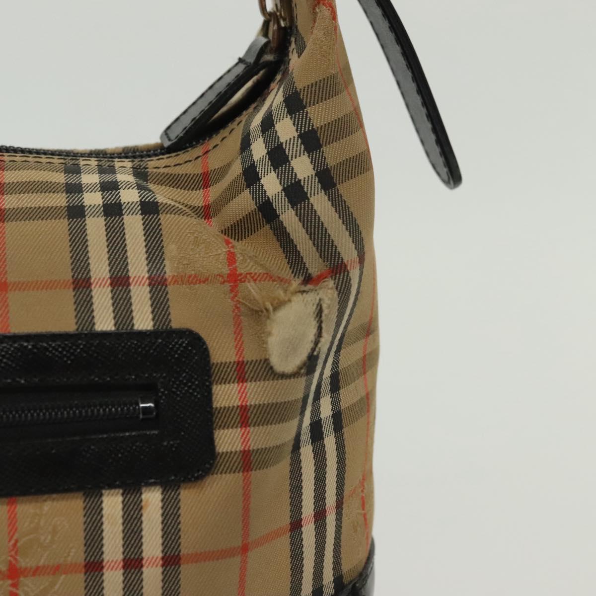 Burberrys Nova Check Shoulder Bag Canvas Leather Beige Auth 140233
