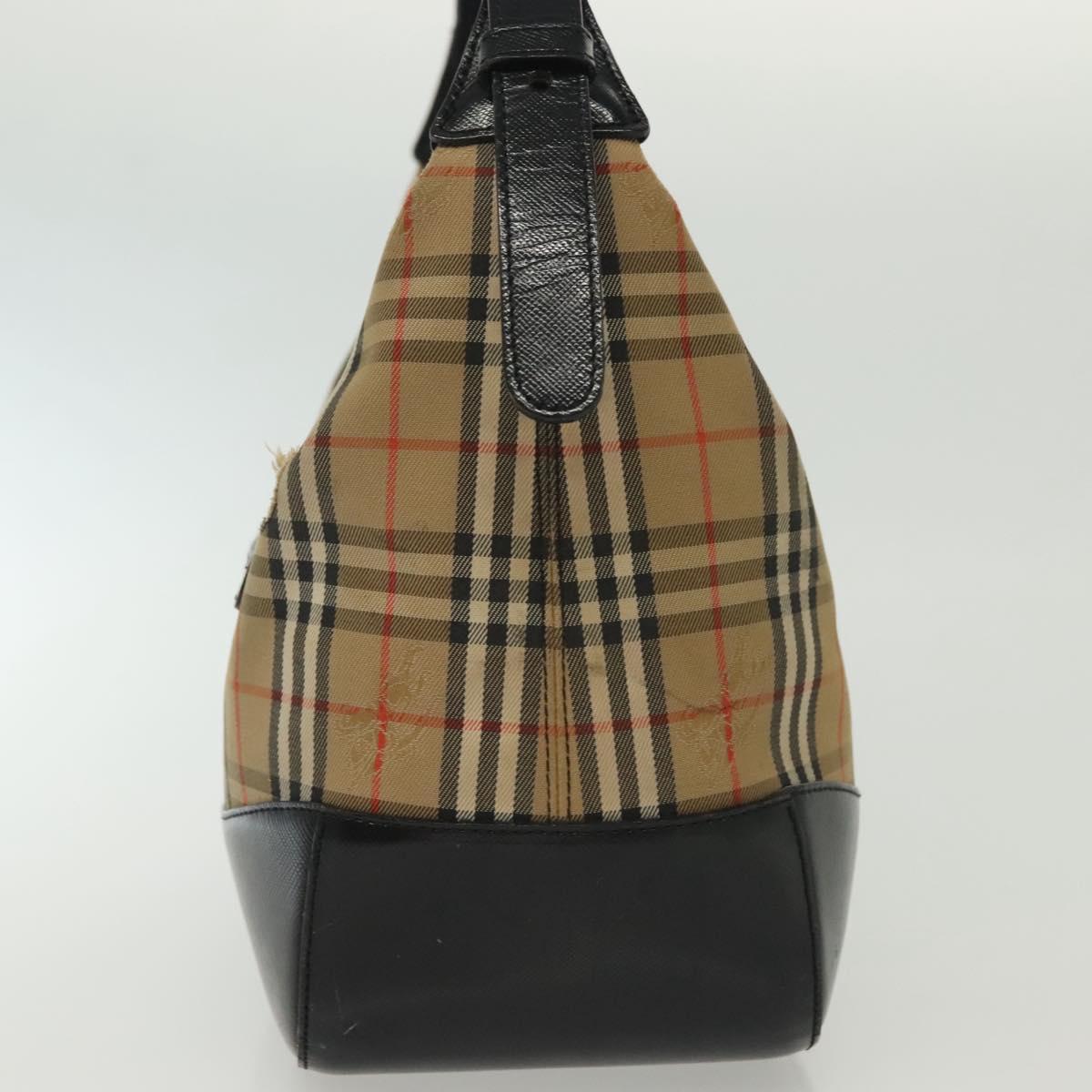 Burberrys Nova Check Shoulder Bag Canvas Leather Beige Auth 140233