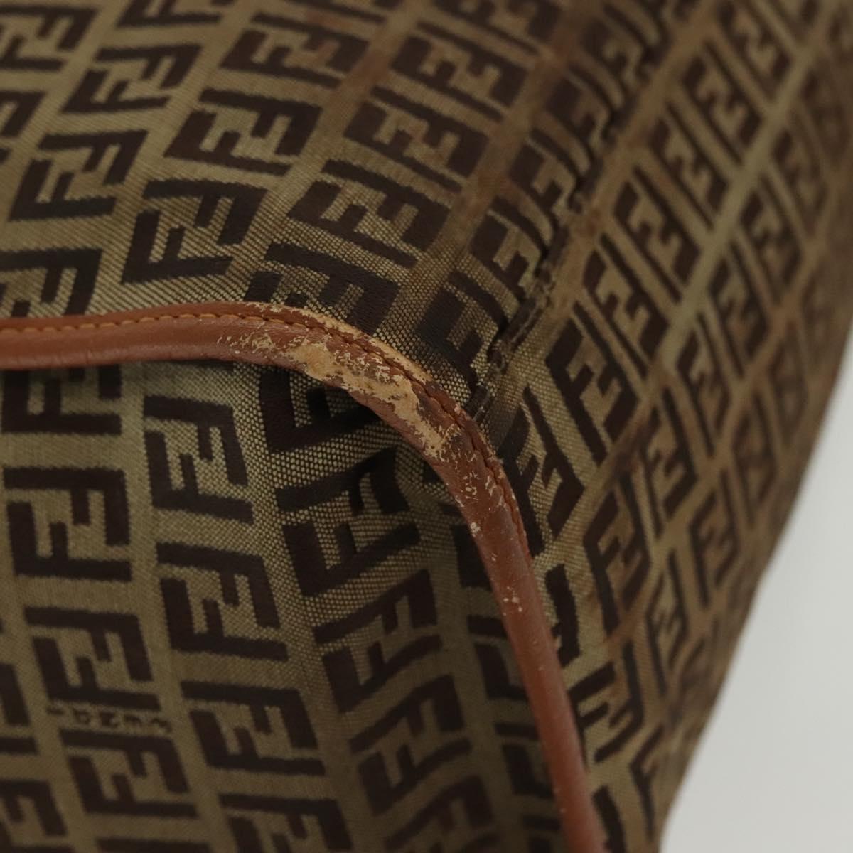 FENDI Zucchino Canvas Tote Bag Beige Gold Auth 140239