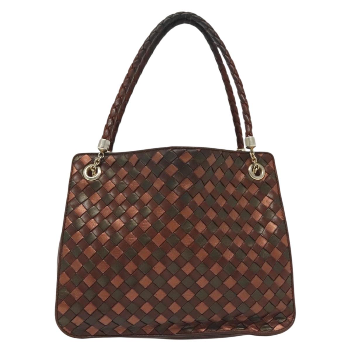 BOTTEGA VENETA INTRECCIATO Hand Bag Leather Brown Auth 140254