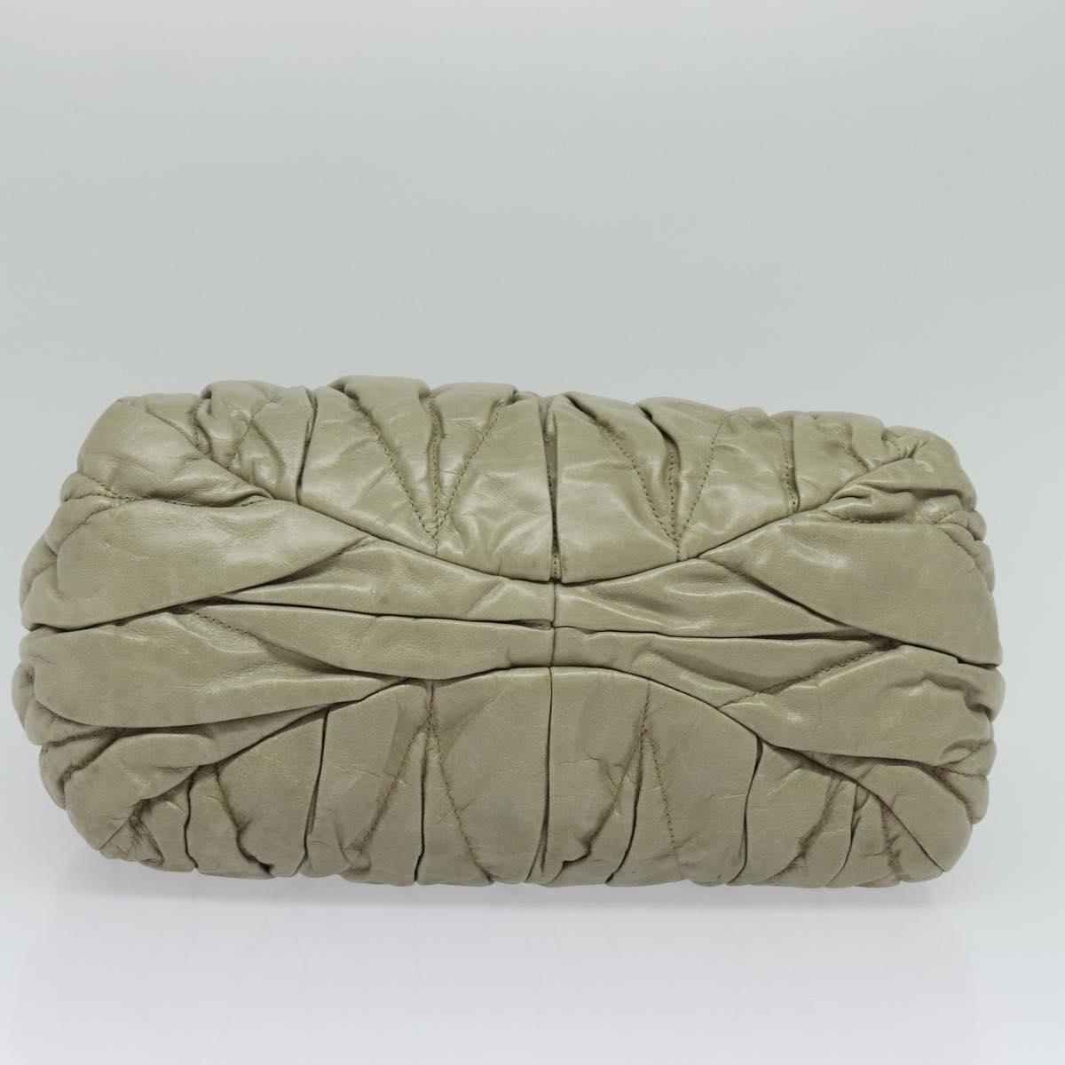 Miu Miu Matelasse Hand Bag Leather 2way Beige Gold Auth 140255
