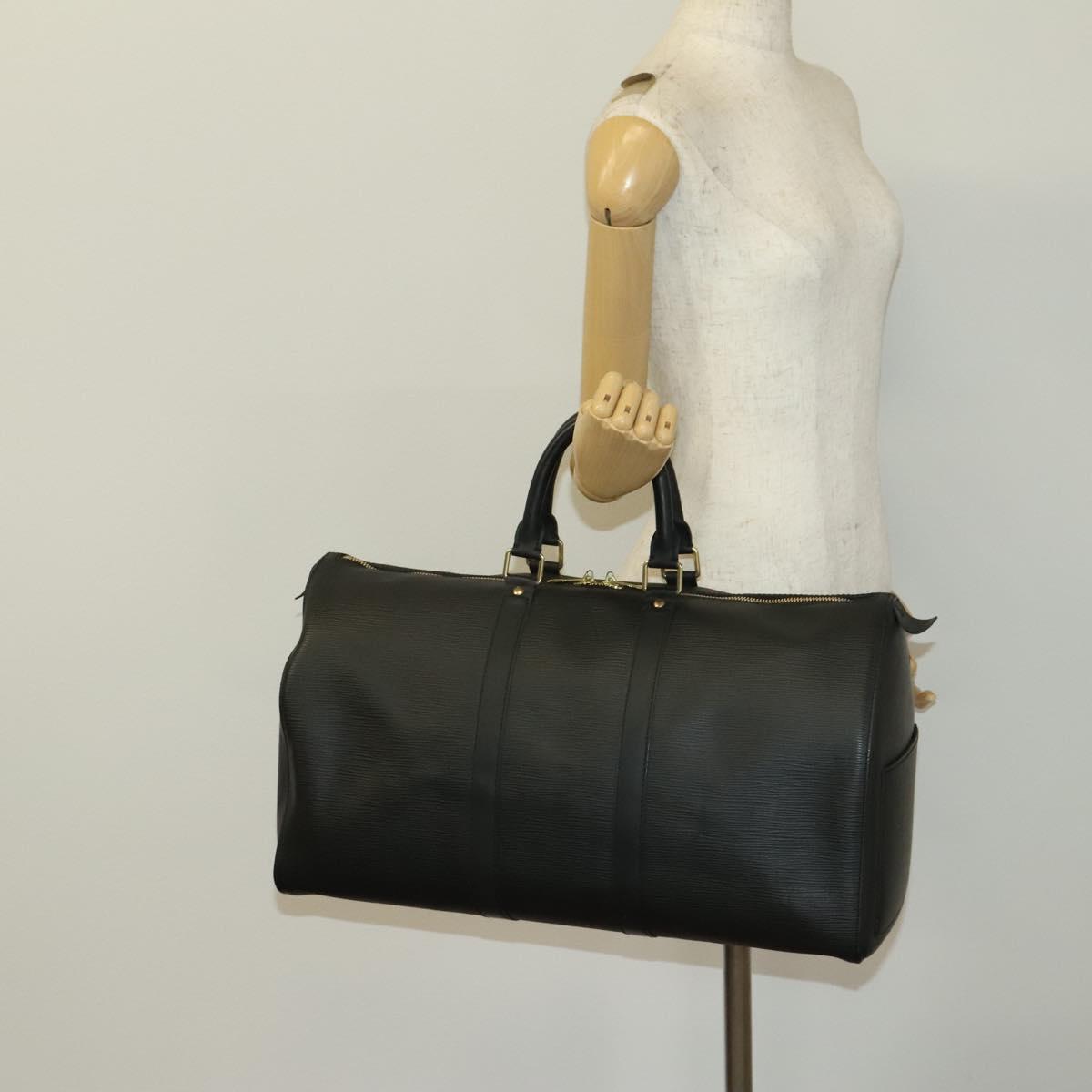 LOUIS VUITTON Epi Keepall 45 Boston Bag Black M42972 LV Auth 140262