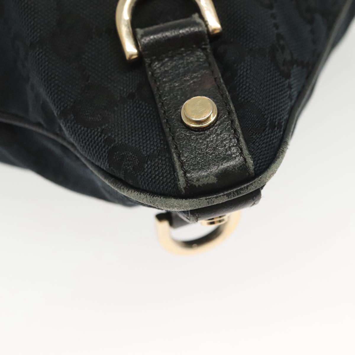 GUCCI GG Canvas Abbey Shoulder Bag Black Gold 131326 Auth 140269