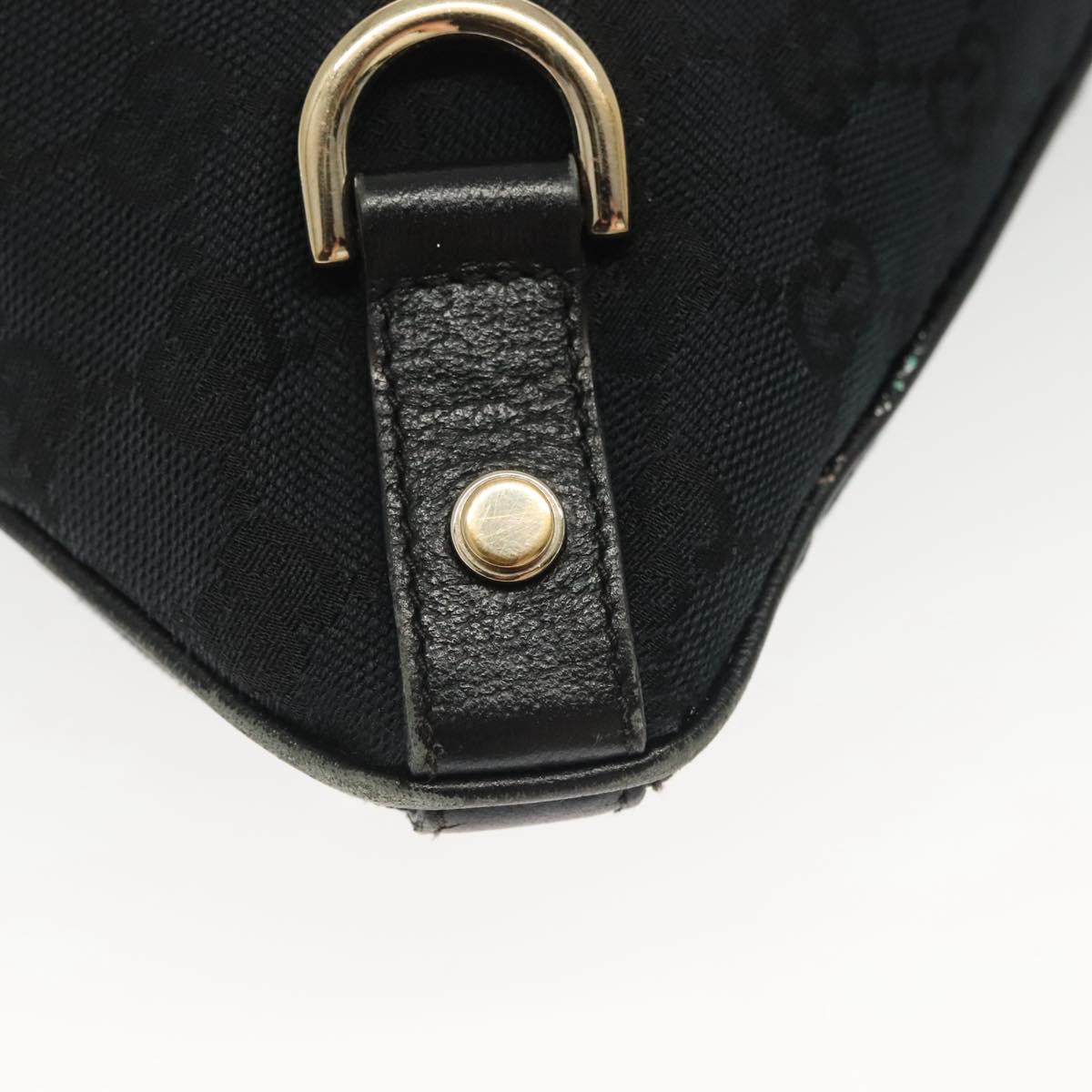 GUCCI GG Canvas Abbey Shoulder Bag Black Gold 131326 Auth 140269