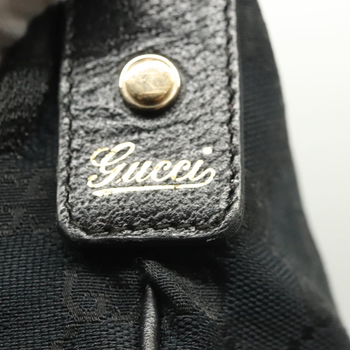 GUCCI GG Canvas Abbey Shoulder Bag Black Gold 131326 Auth 140269