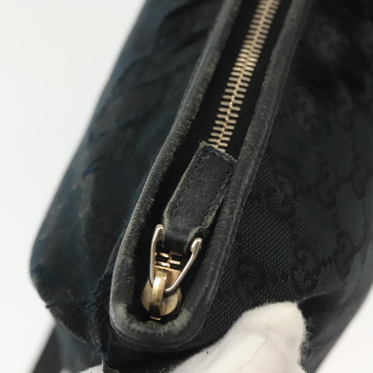 GUCCI GG Canvas Abbey Shoulder Bag Black Gold 131326 Auth 140269