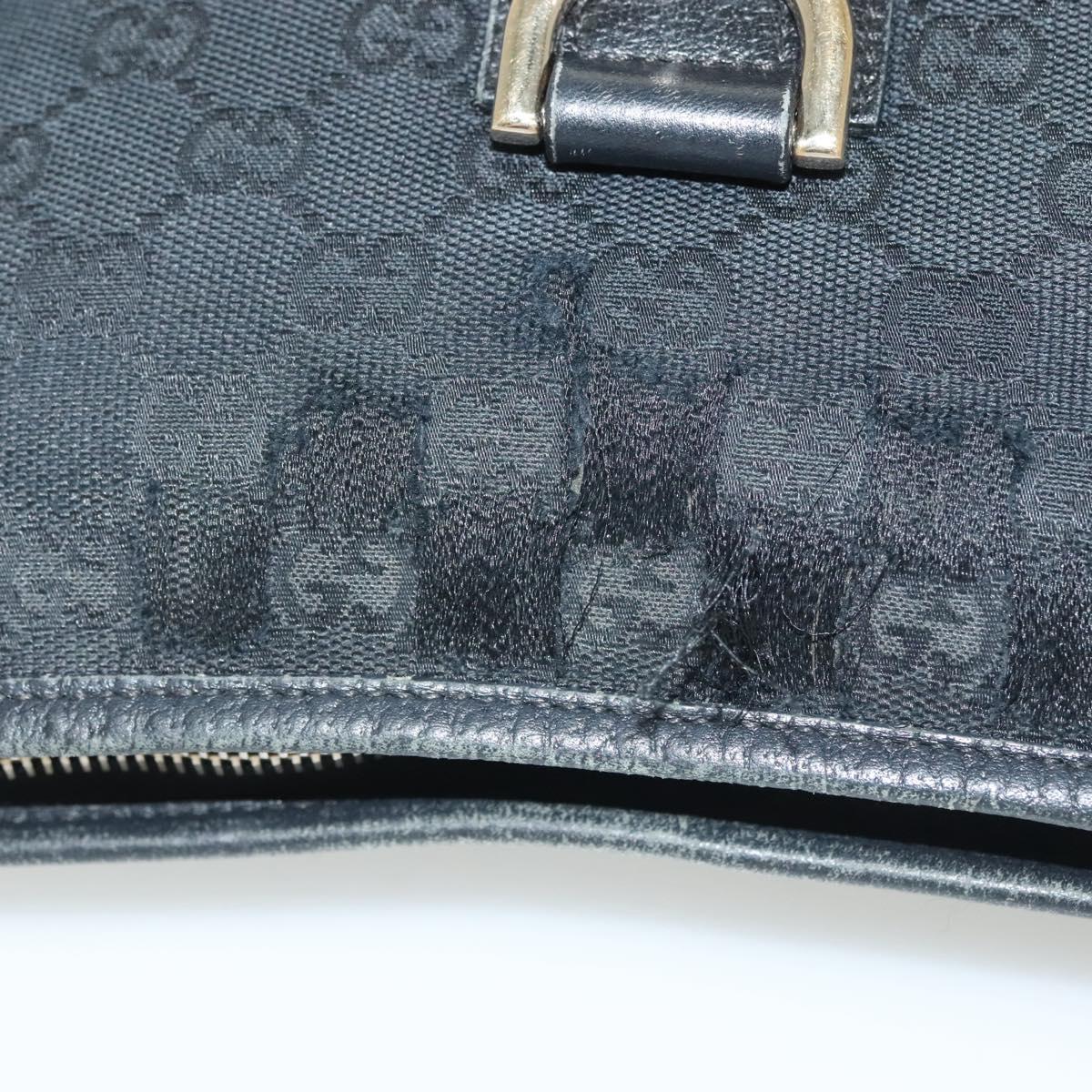 GUCCI GG Canvas Abbey Shoulder Bag Black Gold 131326 Auth 140269
