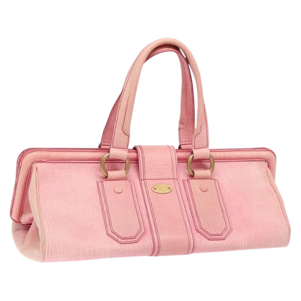 CELINE Hand Bag Leather Pink Auth 140272