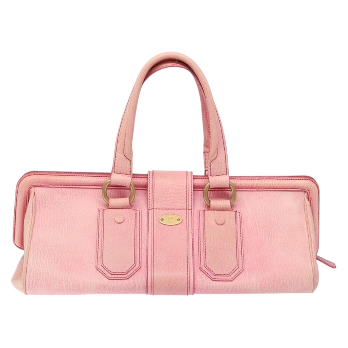 CELINE Hand Bag Leather Pink Auth 140272