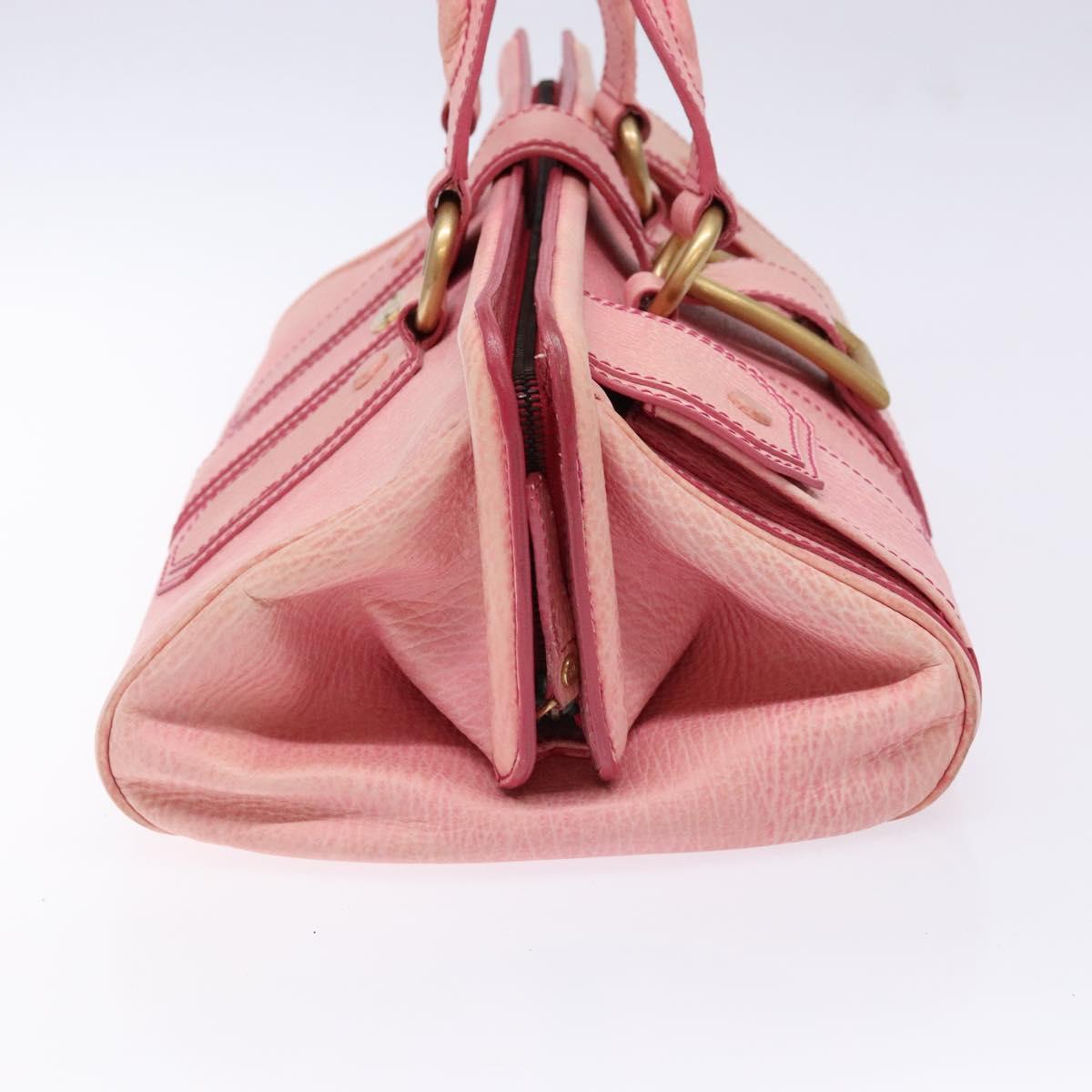 CELINE Hand Bag Leather Pink Auth 140272