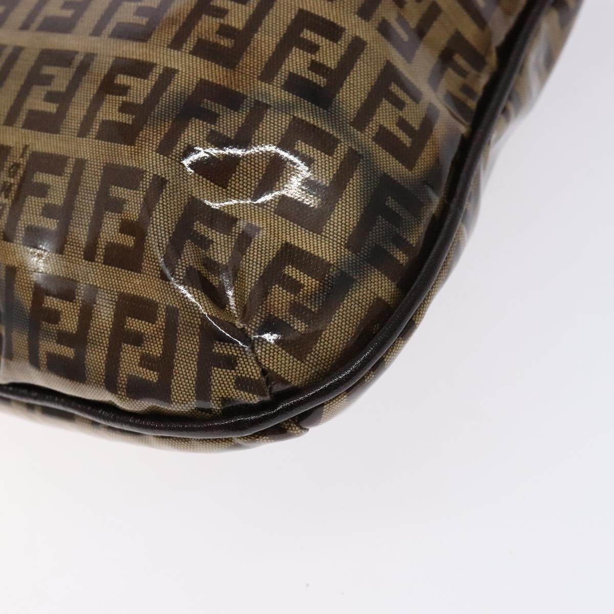 FENDI Zucchino Canvas Mamma Baguette Shoulder Bag Beige Gold Auth 140274