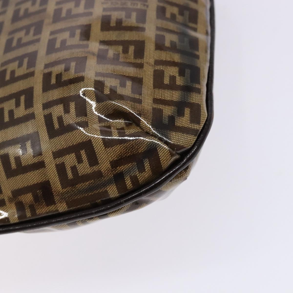 FENDI Zucchino Canvas Mamma Baguette Shoulder Bag Beige Gold Auth 140274