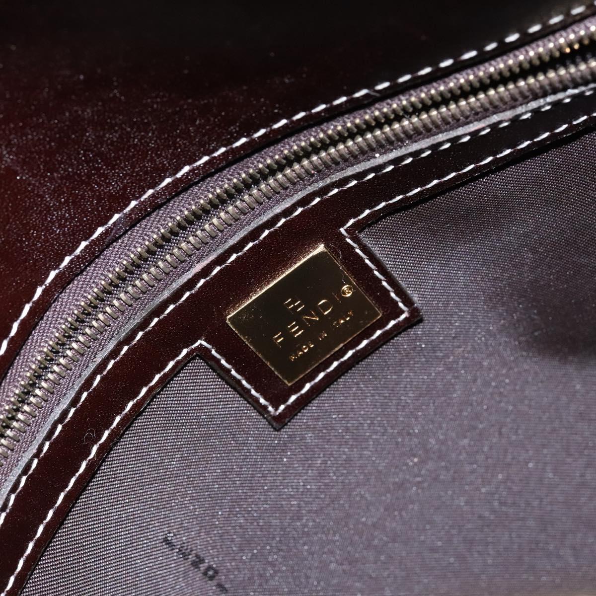 FENDI Zucchino Canvas Mamma Baguette Shoulder Bag Beige Gold Auth 140274