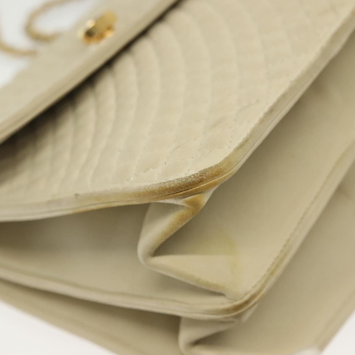 BALLY Chain Shoulder Bag Leather Ivory Gold Auth 140275