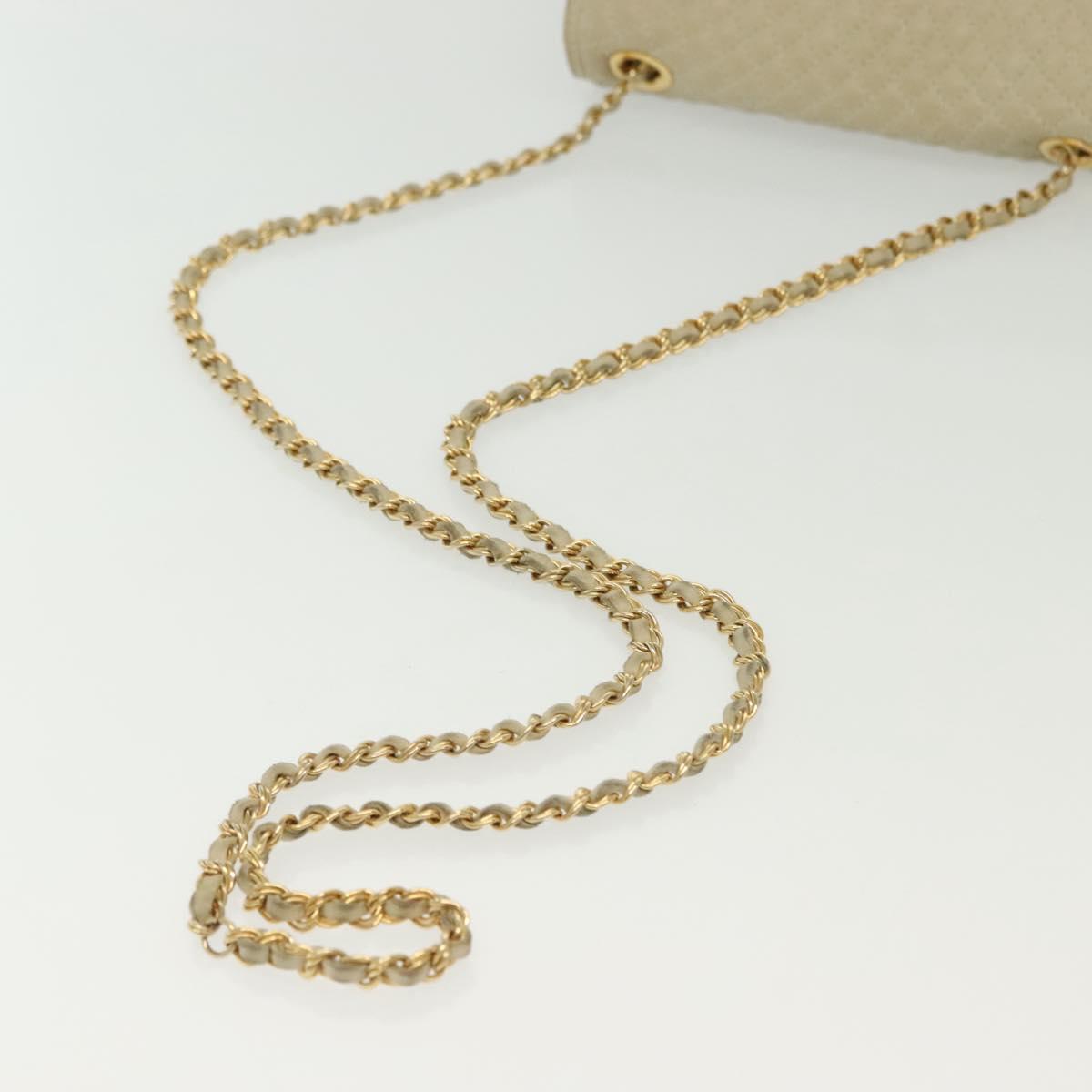 BALLY Chain Shoulder Bag Leather Ivory Gold Auth 140275